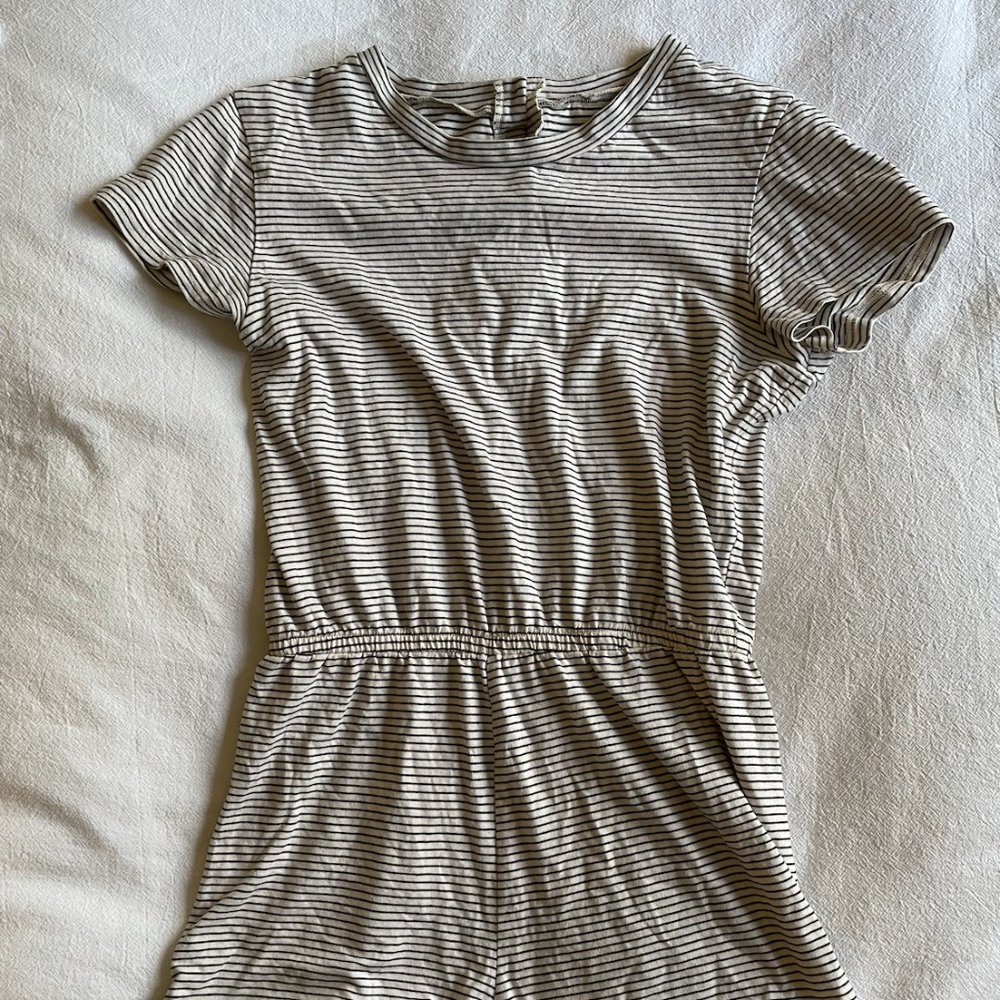 Striped White & Black American Apparel Romper